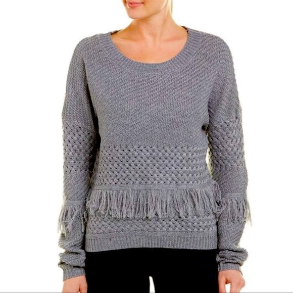 Jack by BB Dakota Sweaters - Jack by BB Dakota Gray Fringe Knit Sweater. Size Medium  New with tags